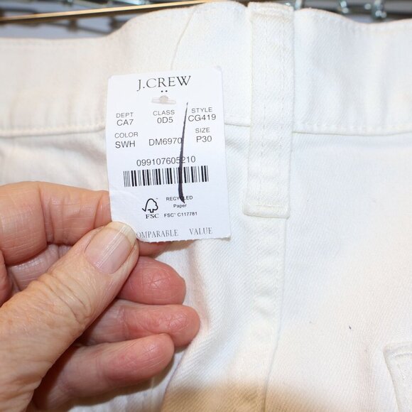 J.Crew Premium Edition White Full Length Slim Wide-Leg Pants Size 30P Cotton Wom - Picture 6 of 13